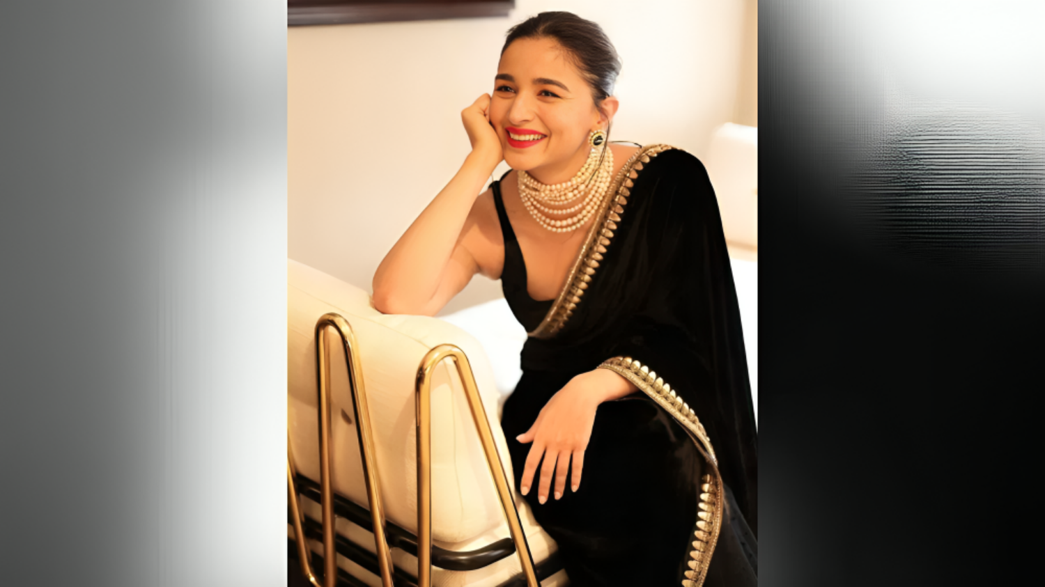 Alia Bhatt made a splash in black saree, fans praised her killer style की तस्वीर