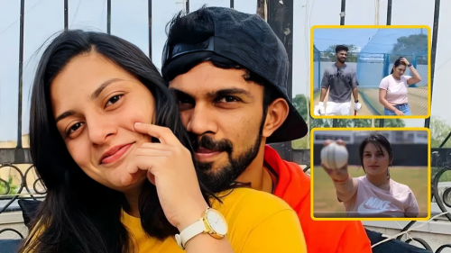Picture of After leaving IPL, CSK captain was seen playing cricket with his wife, cricketer's wife bowled brilliantly, watch the video