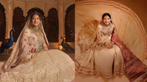 Picture of Bride Radhika wears her sister Anjali Merchant's wedding jewellery, pictures surfaced